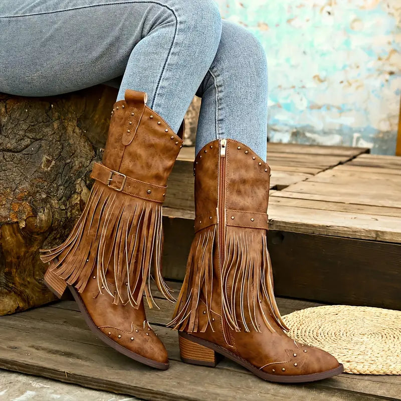 ModeGeist | Vintage-Cowboy-Stiefel mit Quaste
