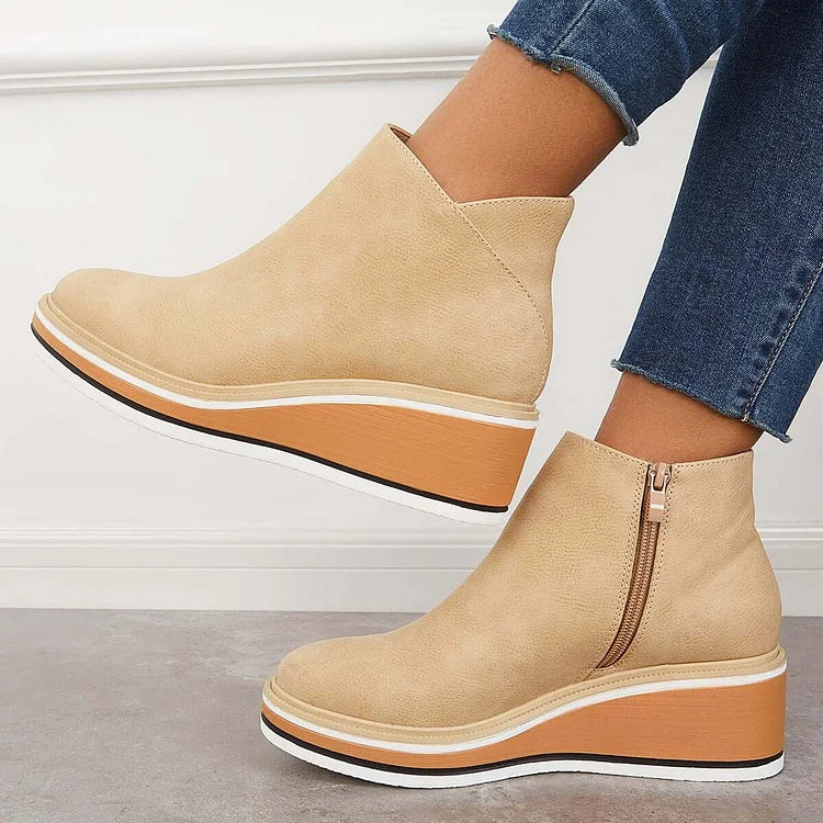 MODEGEIST Damen Moderne Stiefel Blockabsatz Mittlere Höhe Elegant