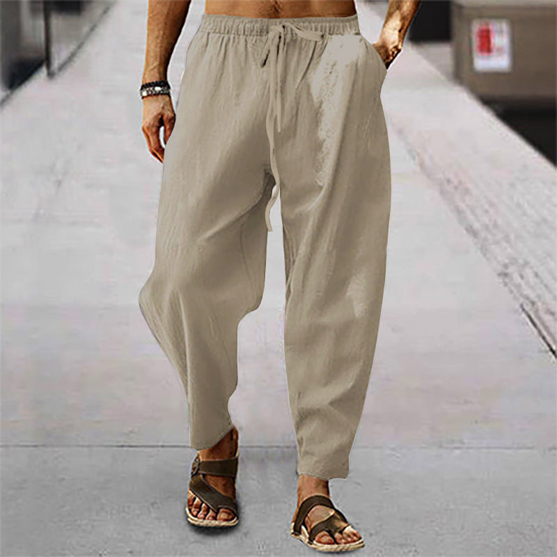 Titus Herren Baumwoll-Leinen Strandhose