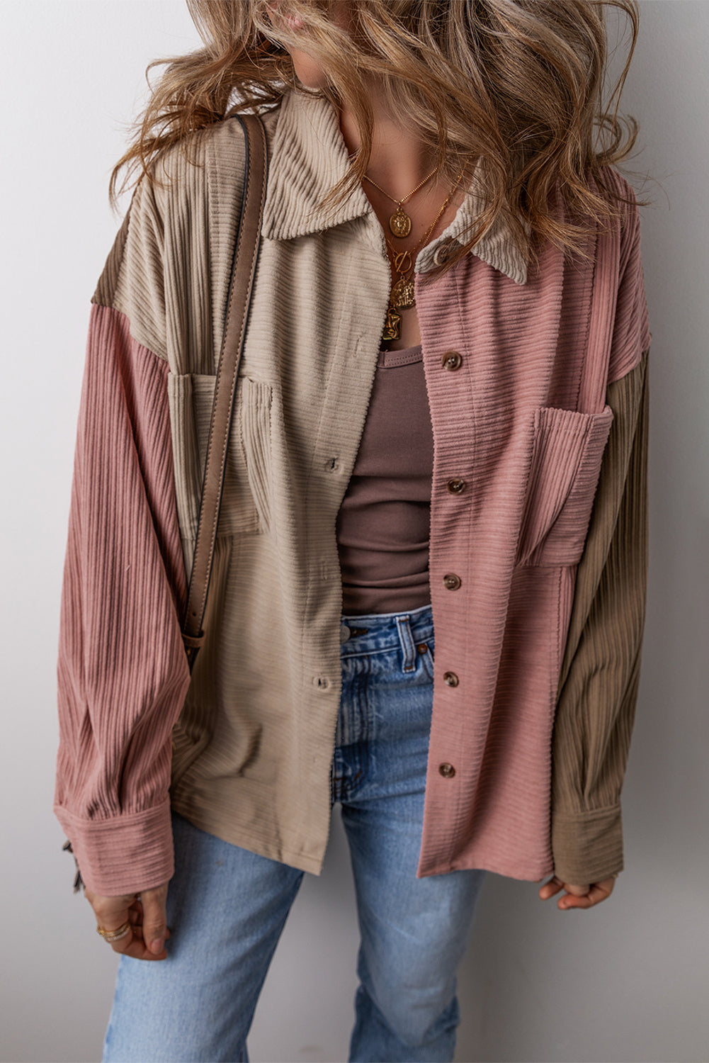 ModeGeist | Colorblock Shirtjacke Baumwollmischung Lässig und Trendy