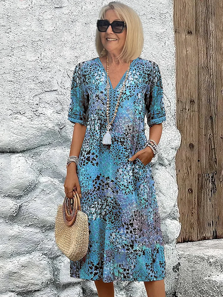 Figurbetontes Midikleid mit Muster