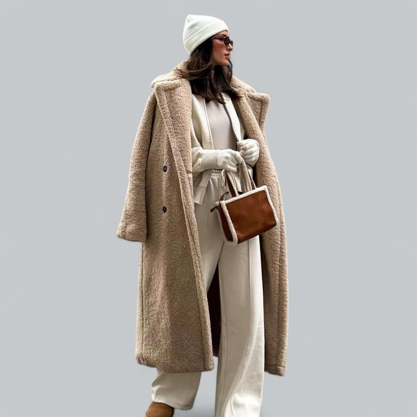 ModeGeist | Damen Teddy Kunstfell Lange Jacke