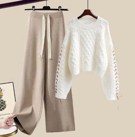 ModeGeist | Strickpullover Weite Lockere Beine Zweiteiliges Satz
