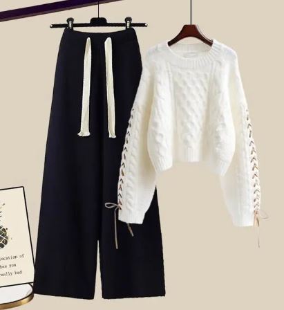 ModeGeist | Strickpullover Weite Lockere Beine Zweiteiliges Satz