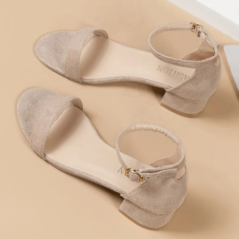 Lurenza® | Edle Blockabsatz-Sandalen mit Knöchelriemen