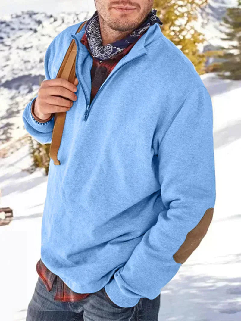 Herrenpullover mit kurzem Reißverschluss in lässiger Optik