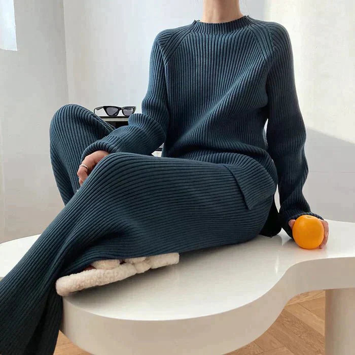 ModeGeist | Strick Damen Pullover Satz mit Weitem Hosen
