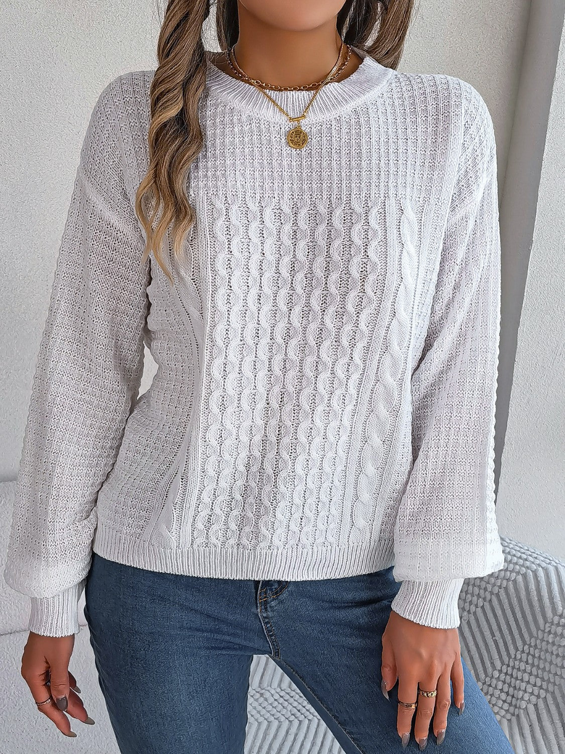 ModeGeist | Sweater - Strukturstrick Rundhals Pullover