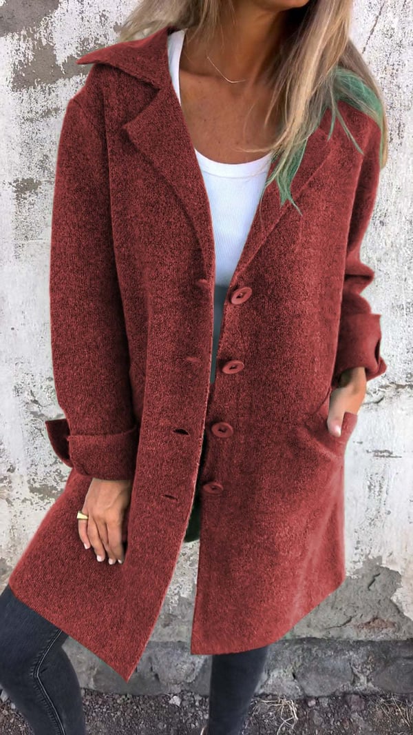ModeGeist | Wollmantel mit Knopfverschluss Klassischer Kragen Elegant und Warm