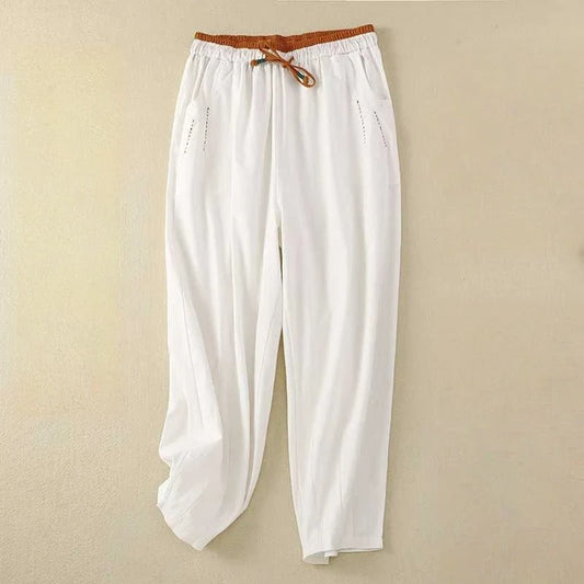 MODEGEIST Damen Sommer-Hose Relaxed Fit Leichter Stoff