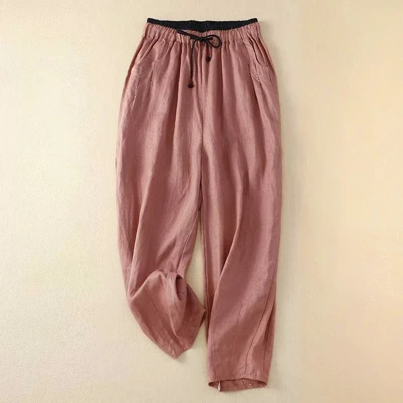MODEGEIST Damen Sommer-Hose Relaxed Fit Leichter Stoff Bequem