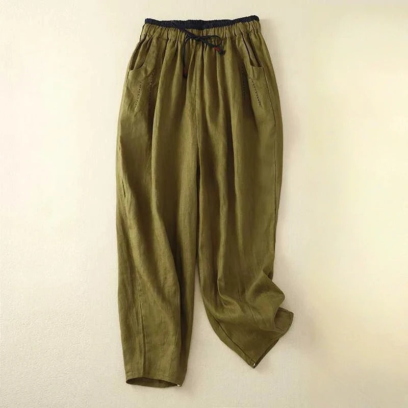 MODEGEIST Damen Sommer-Hose Relaxed Fit Leichter Stoff Bequem