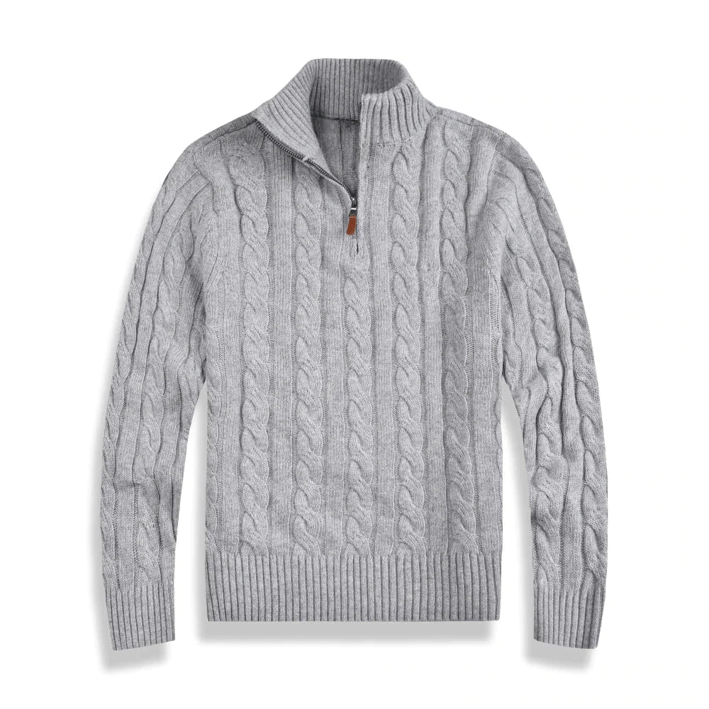Herren-Pullover mit kurzem Zipper