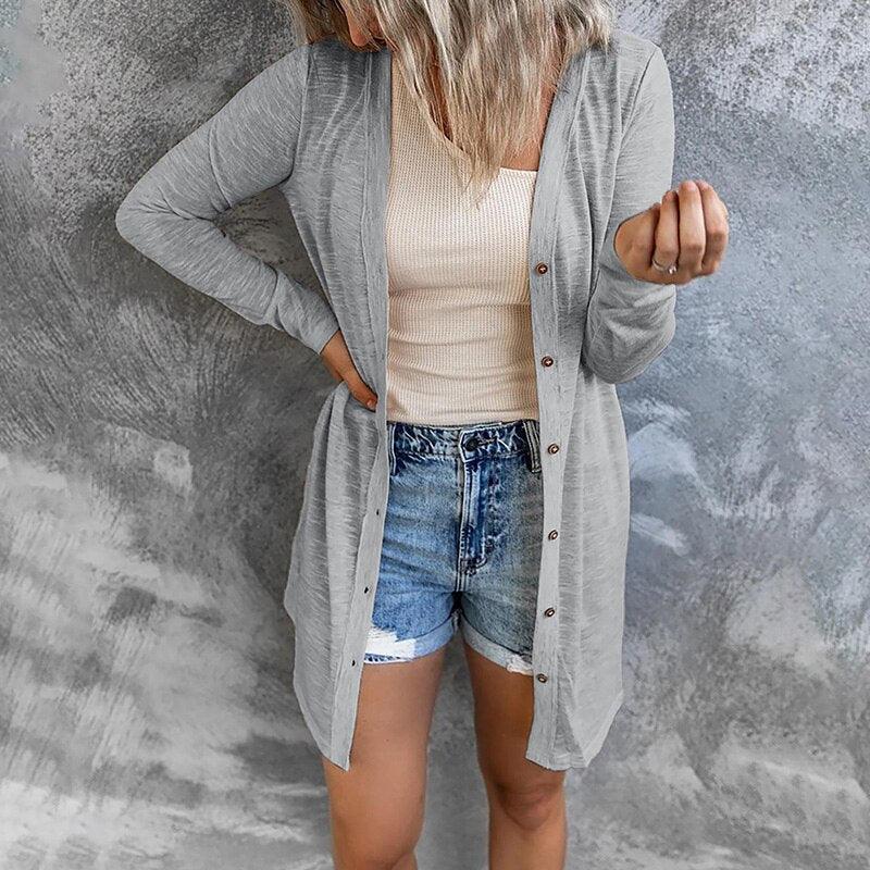 ModeGeist | Luftiger Damen Cardigan mit Knöpfen
