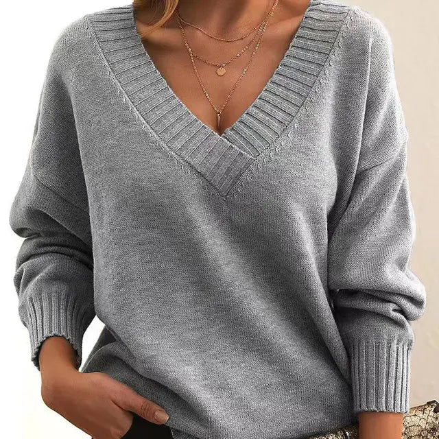 ModeGeist | Damenpullover mit V-Ausschnitt und Langen Ärmeln