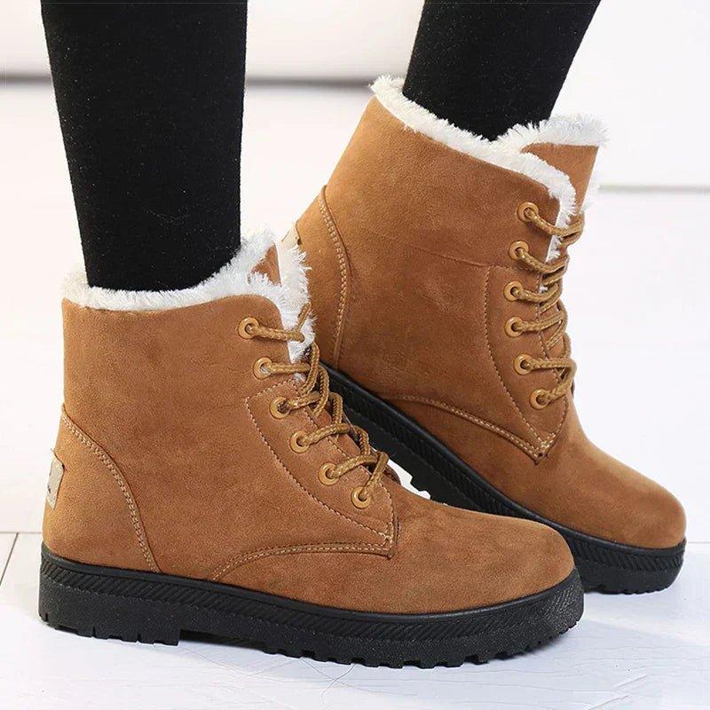 MODEGEIST Damen Winterstiefel Isoliert Kunstfell Robust Warme Stiefel