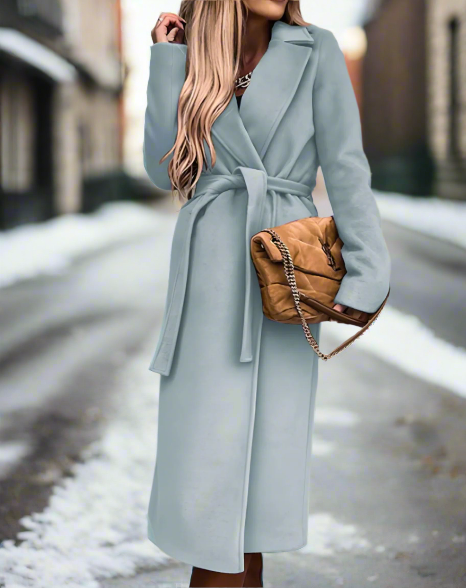 ModeGeist | Trenchcoat - Klassische Wollmischung - Bindegürtel - Elegante Taillierte Passform