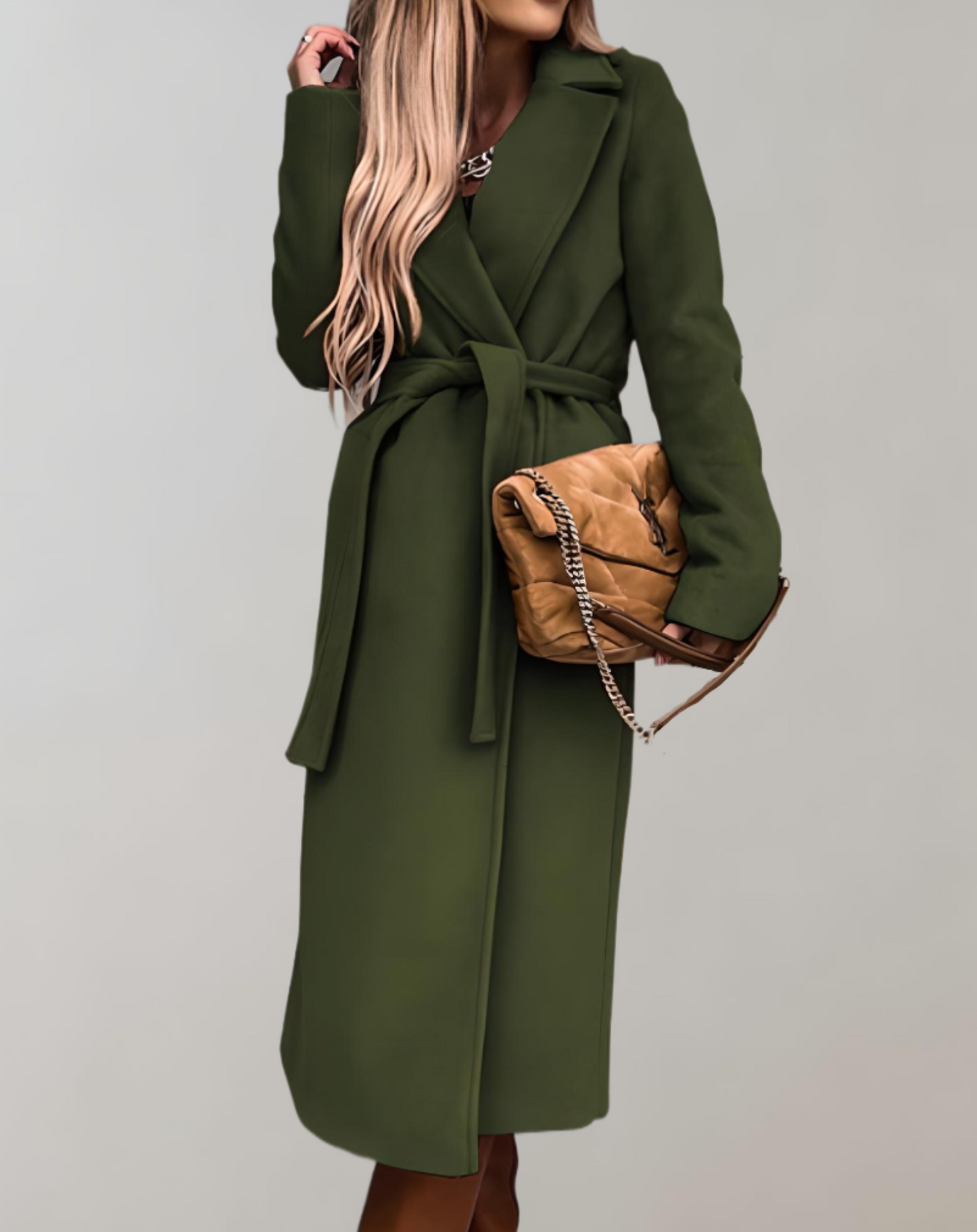ModeGeist | Langer Herbstmantel für Frauen mit Gürteljacke