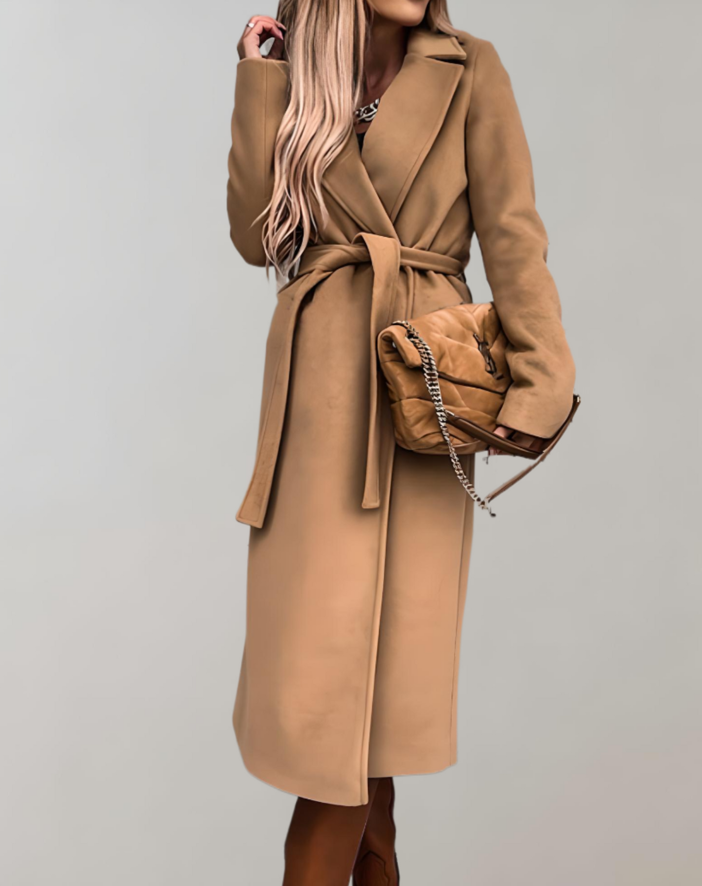 ModeGeist | Langer Herbstmantel für Frauen mit Gürteljacke