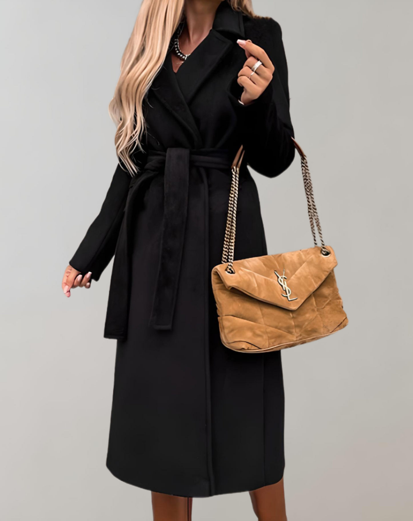 ModeGeist | Langer Herbstmantel für Frauen mit Gürteljacke