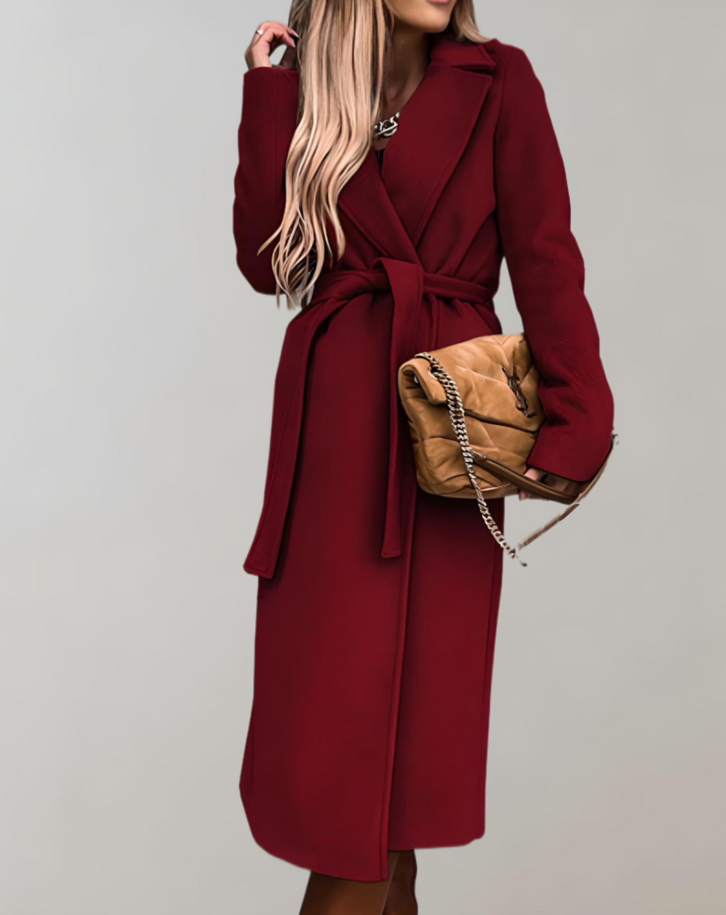 ModeGeist | Langer Herbstmantel für Frauen mit Gürteljacke