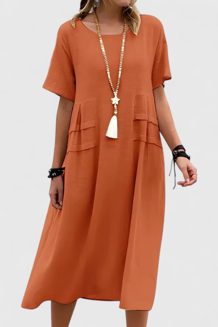 MODEGEIST Damen Midi-Kleid Tailliert Seitenschlitz Elegant