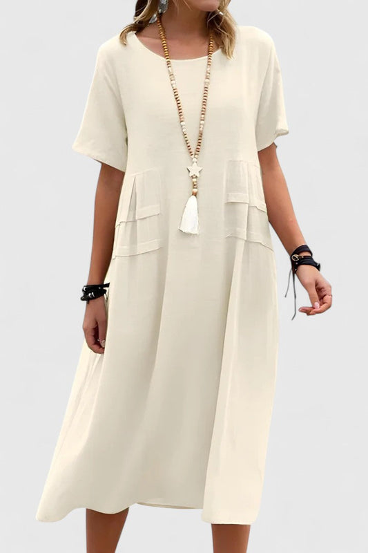 MODEGEIST Damen Midi-Kleid Tailliert Seitenschlitz