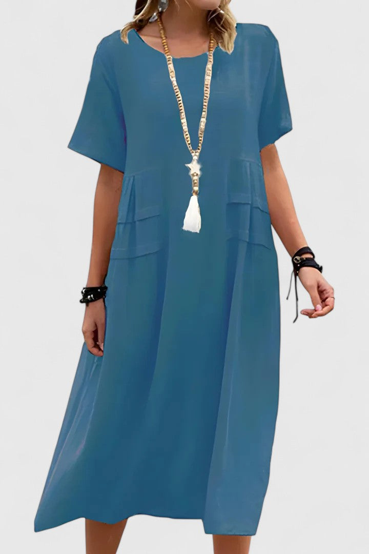 MODEGEIST Damen Midi-Kleid Tailliert Seitenschlitz Elegant