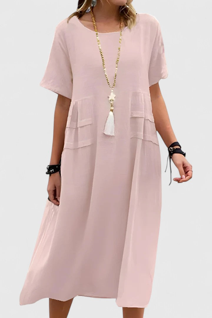 MODEGEIST Damen Midi-Kleid Tailliert Seitenschlitz Elegant