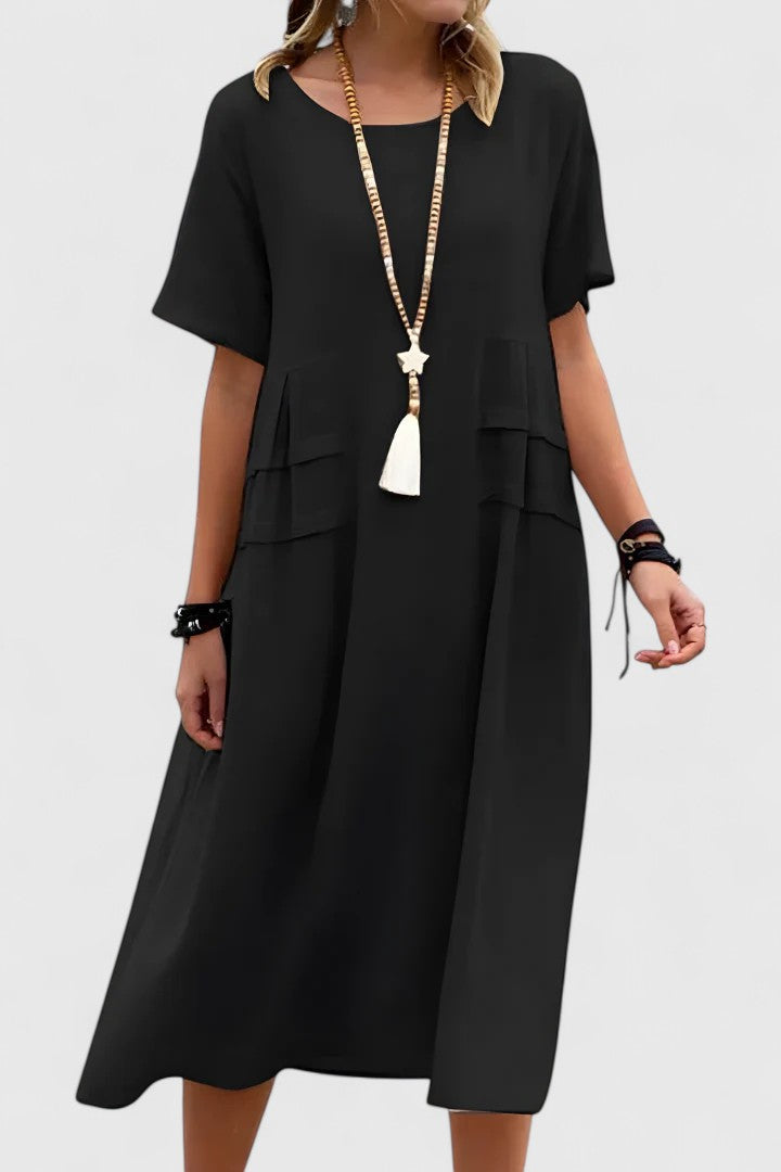 MODEGEIST Damen Midi-Kleid Tailliert Seitenschlitz Elegant