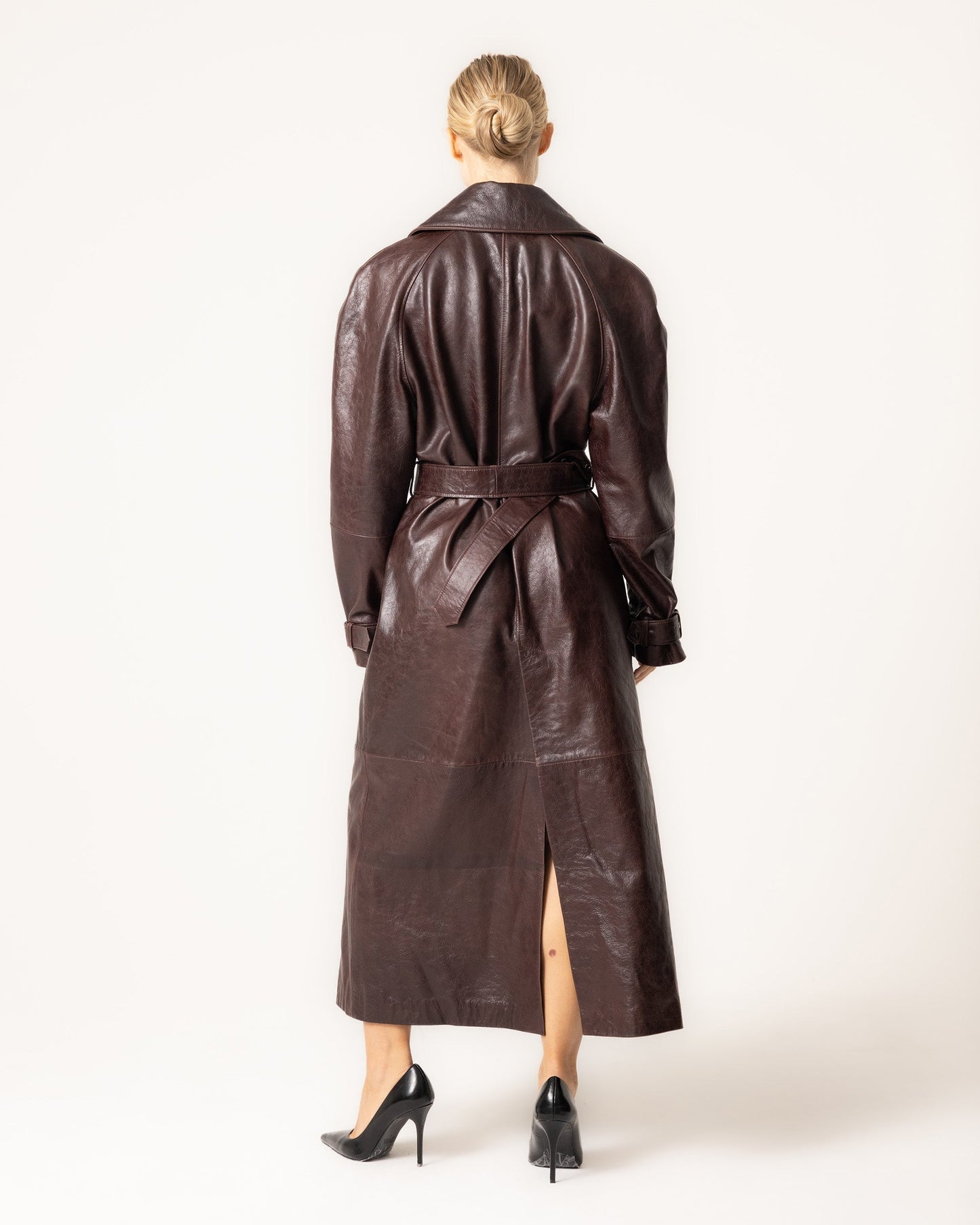 ModeGeist | Leder Trenchcoat - Damen mit Gürtel