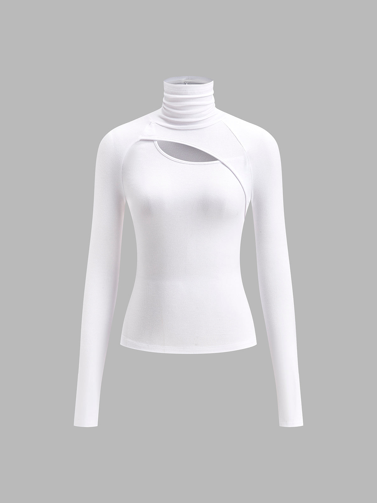 MODEGEIST Damen Rollkragen Top Cutout Langarm Schwarz Figurbetont