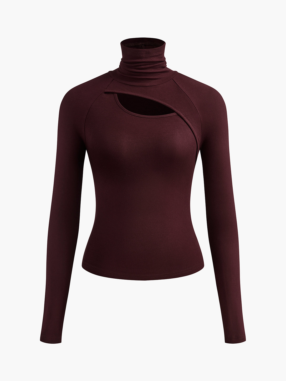 MODEGEIST Damen Rollkragen Top Cutout Langarm Schwarz Figurbetont