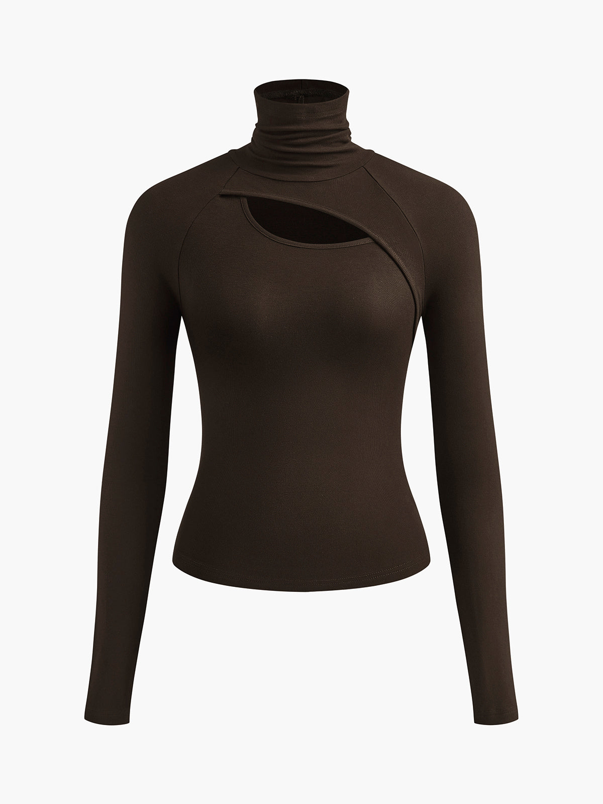 MODEGEIST Damen Rollkragen Top Cutout Langarm Schwarz Figurbetont