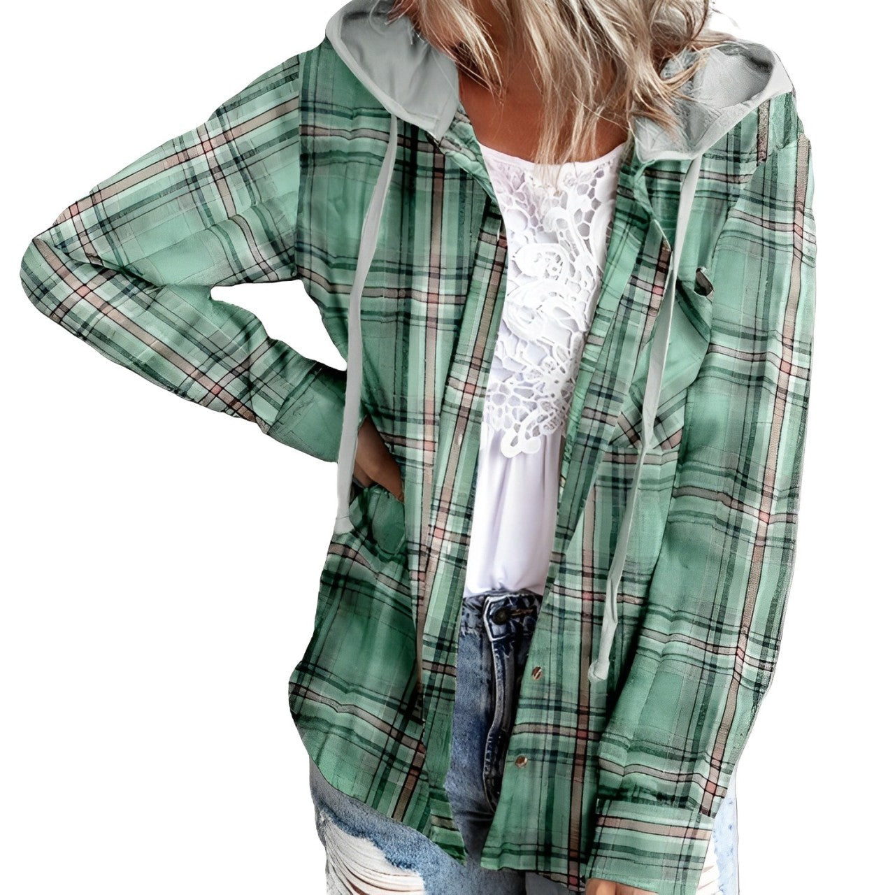 Karierter Kapuzenpullover für Frauen von Fudus