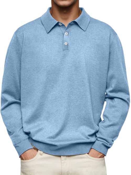 Dalvin – Casual und komfortables Langarm-Polohemd mit Revers