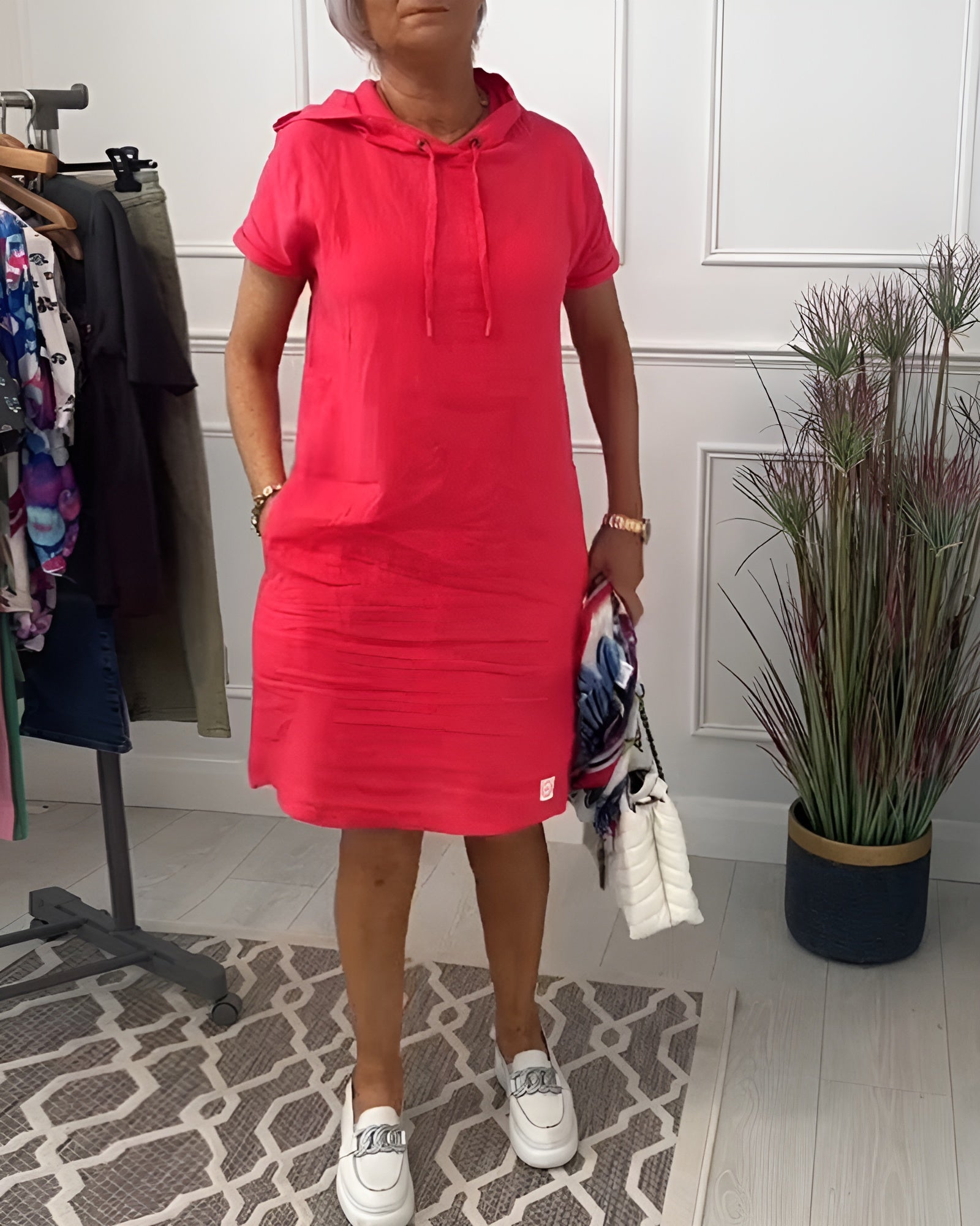 MODEGEIST Damen Hoodie-Kleid Relaxed Fit Kapuze