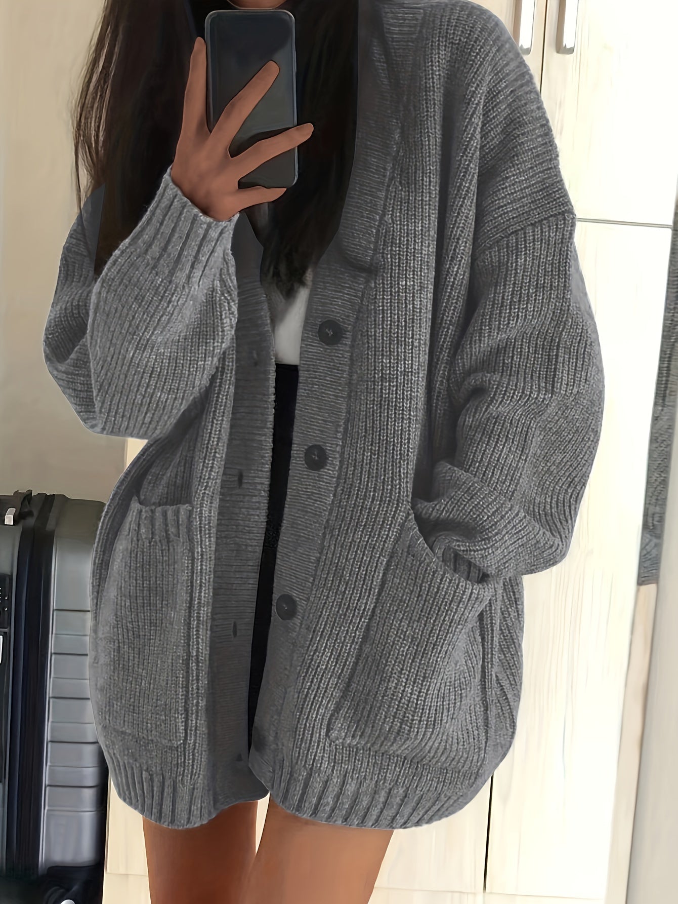 ModeGeist | Damen Freizeit Baumwoll Strickjacke