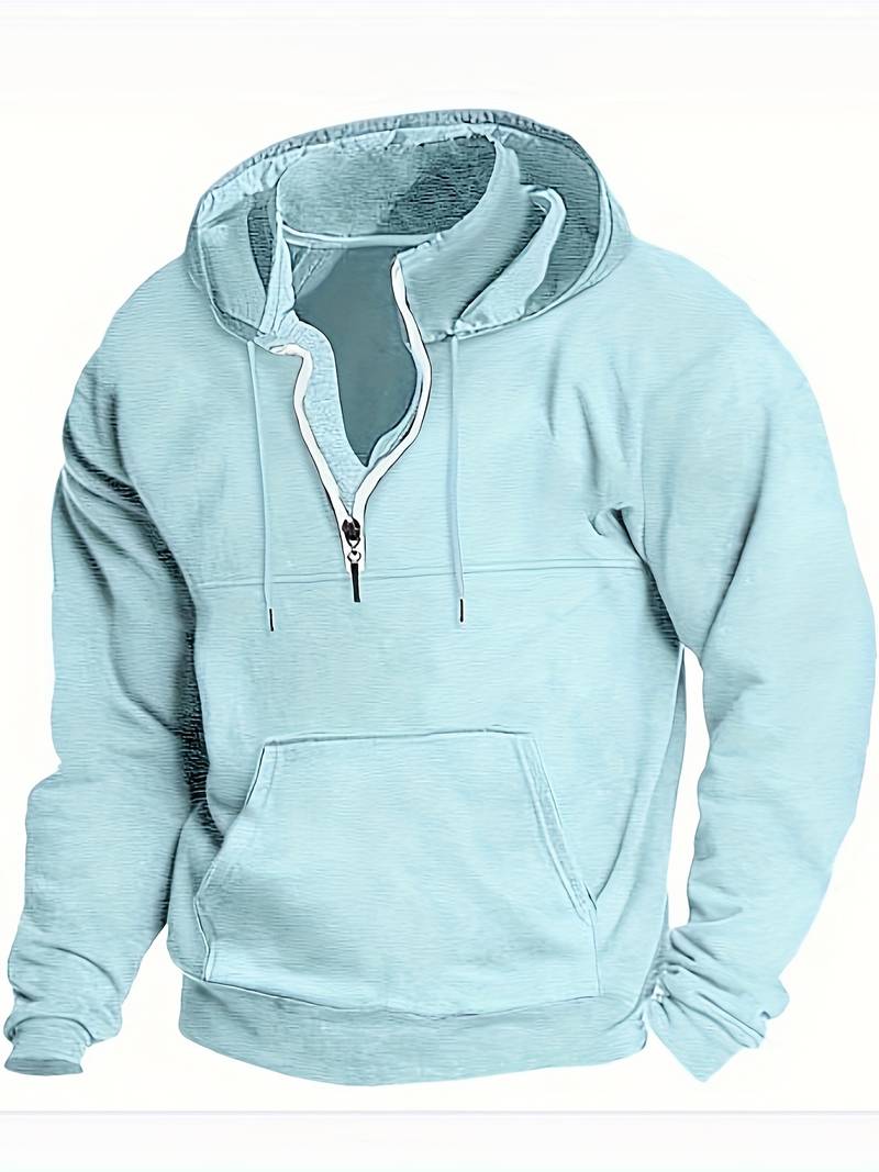 Fudus Kapuzenpullover mit langen Ärmeln, halbhohem Reißverschluss und Taschen