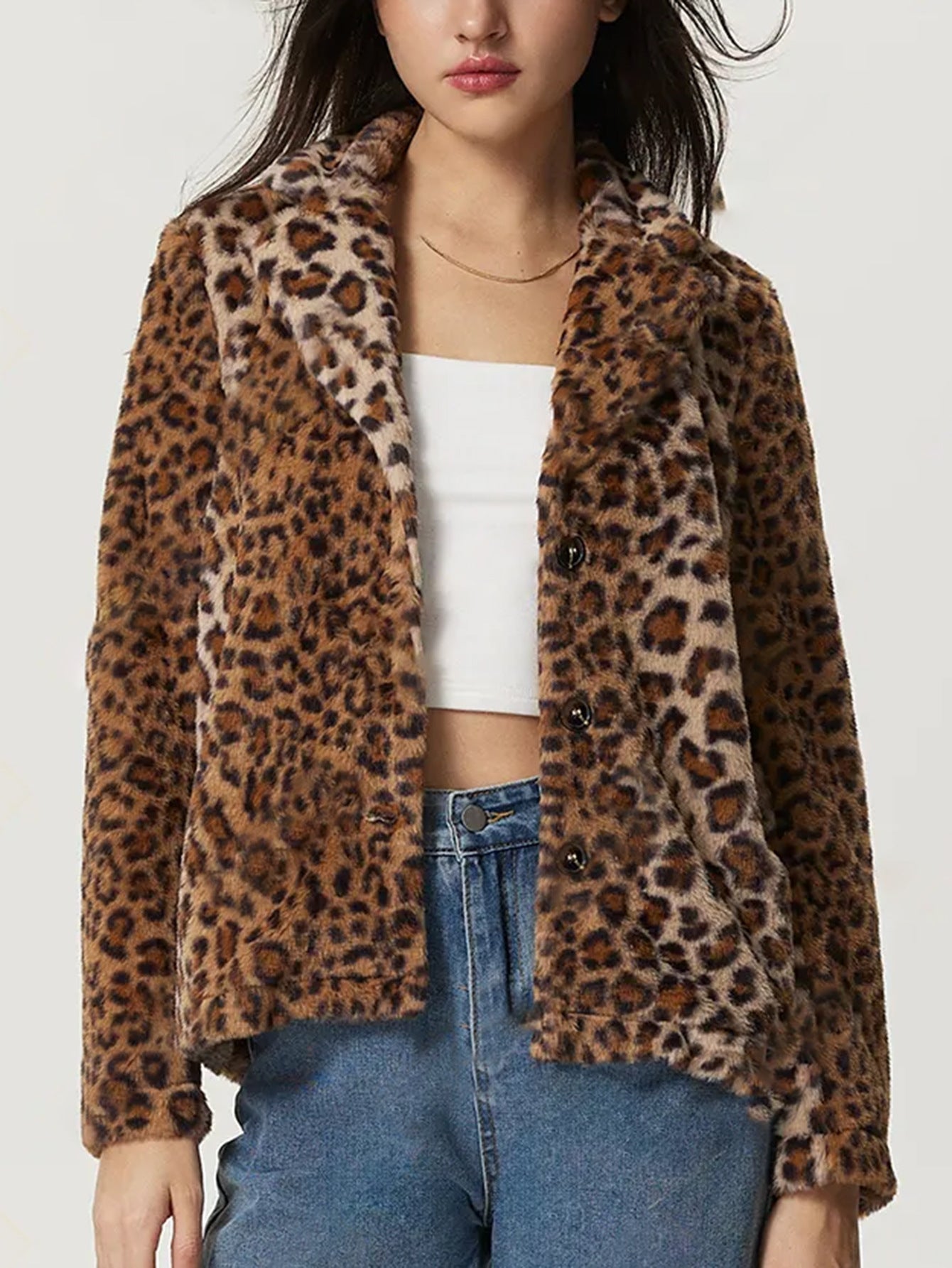 ModeGeist | Jacke mit Revers mit Leopardenmuster