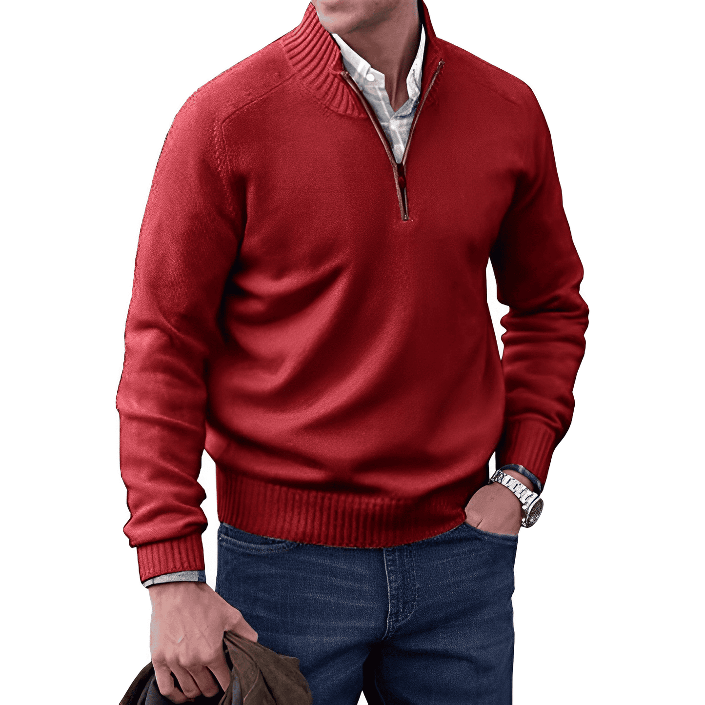 ModeGeist | Klassischer Halb-zip Pullover für Männer Baumwolle Komfortabel und Warm