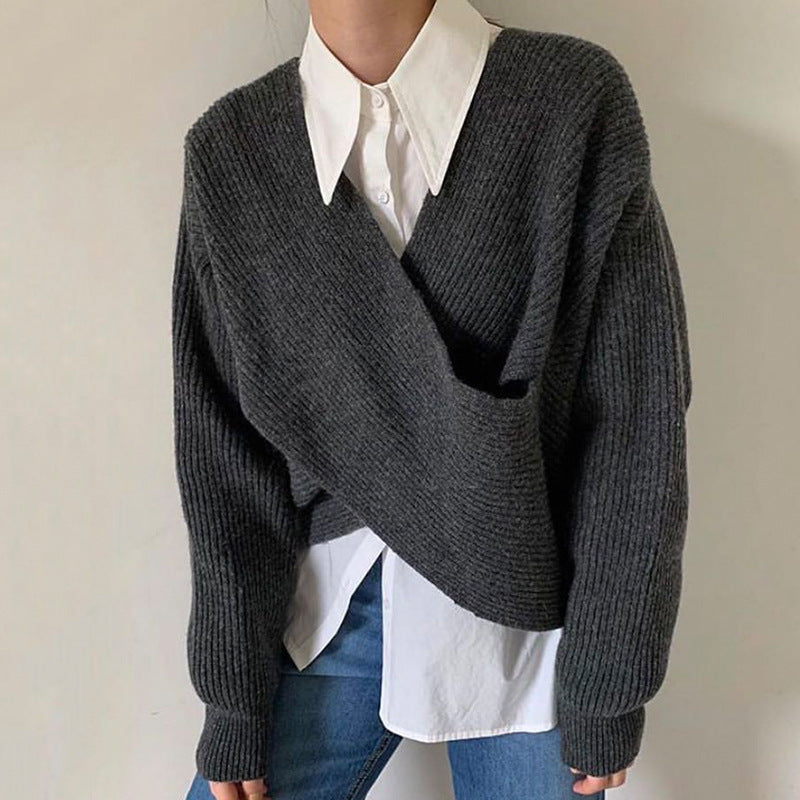 ModeGeist | Rippstrick-cross-over-pullover Weich und Elegant Moderne Passform