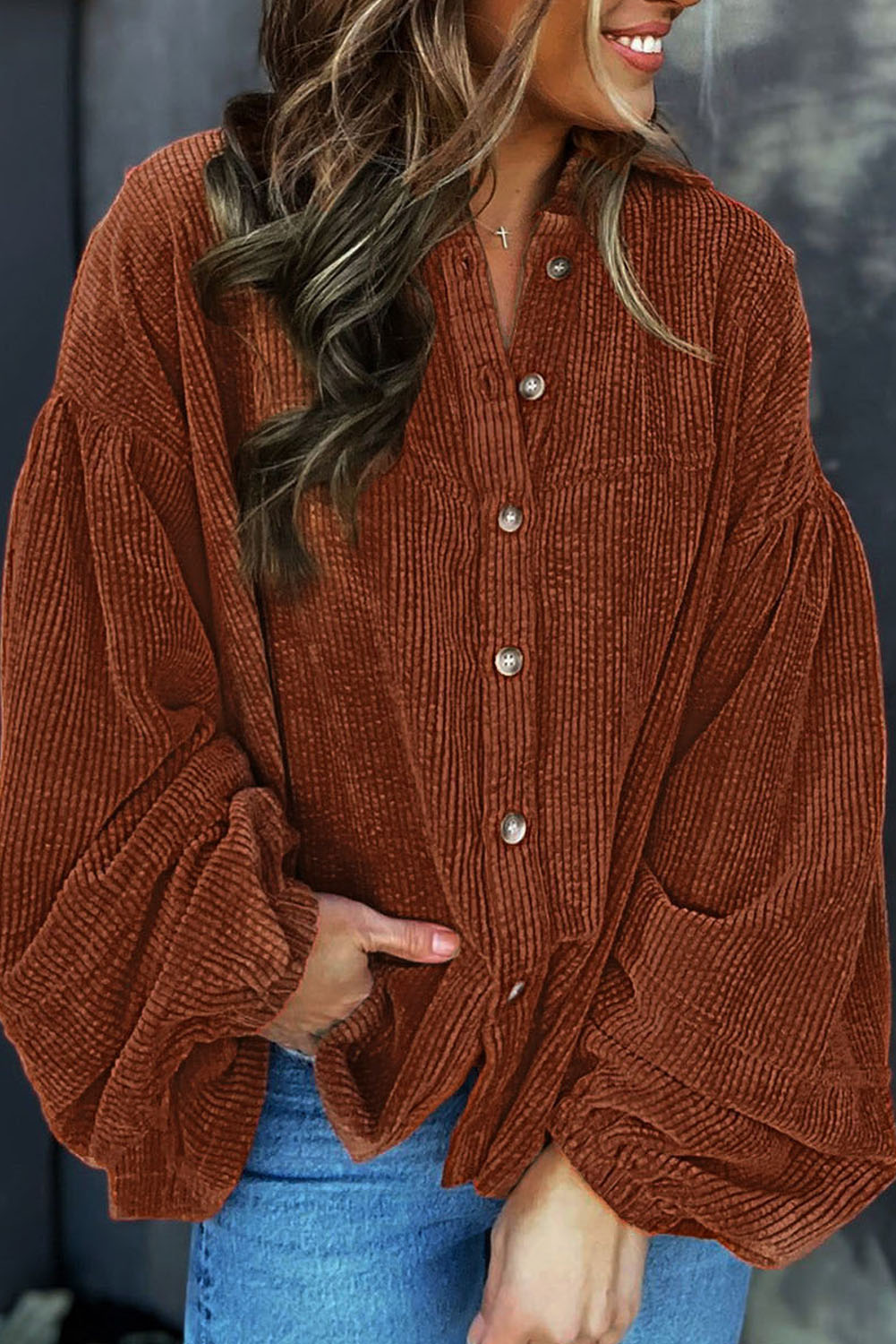 ModeGeist | Lockere Hemd Aus Cord Polyester Stilvoll und Bequem