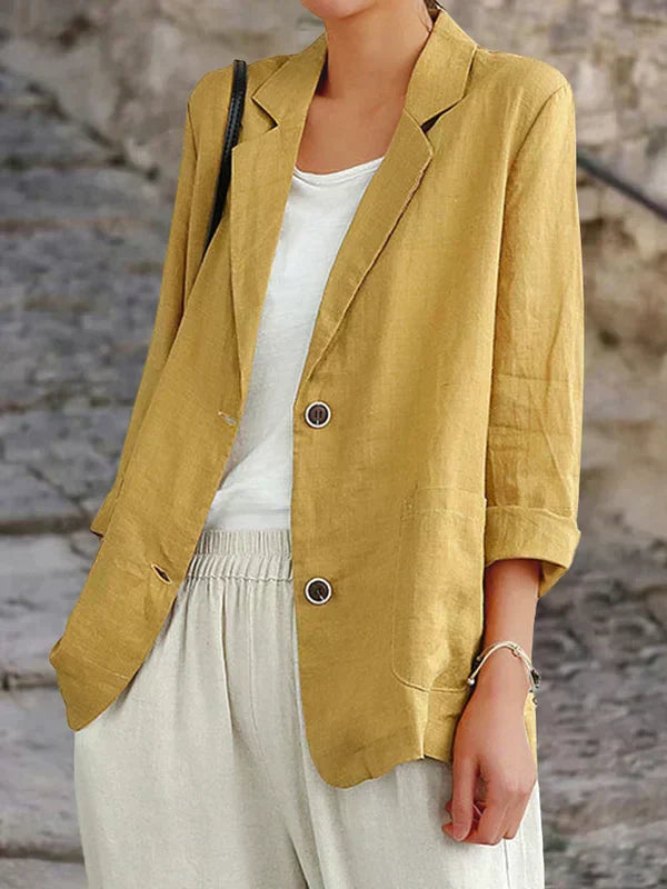 ModeGeist | Linnedjacke Leinenmischung Entspannt und Sofistiziert