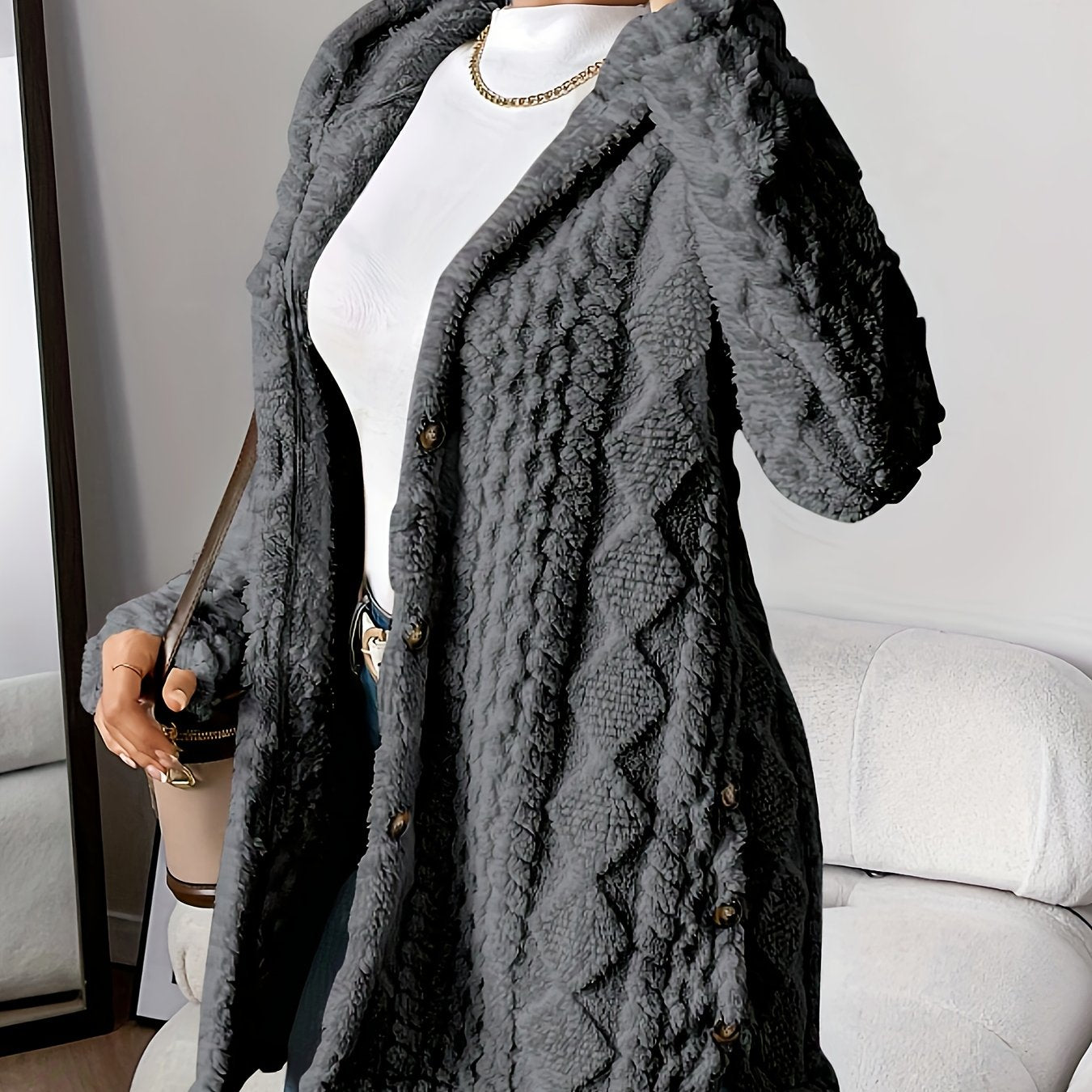 ModeGeist | Lang Damenjacke Mit Kapuze – Marit