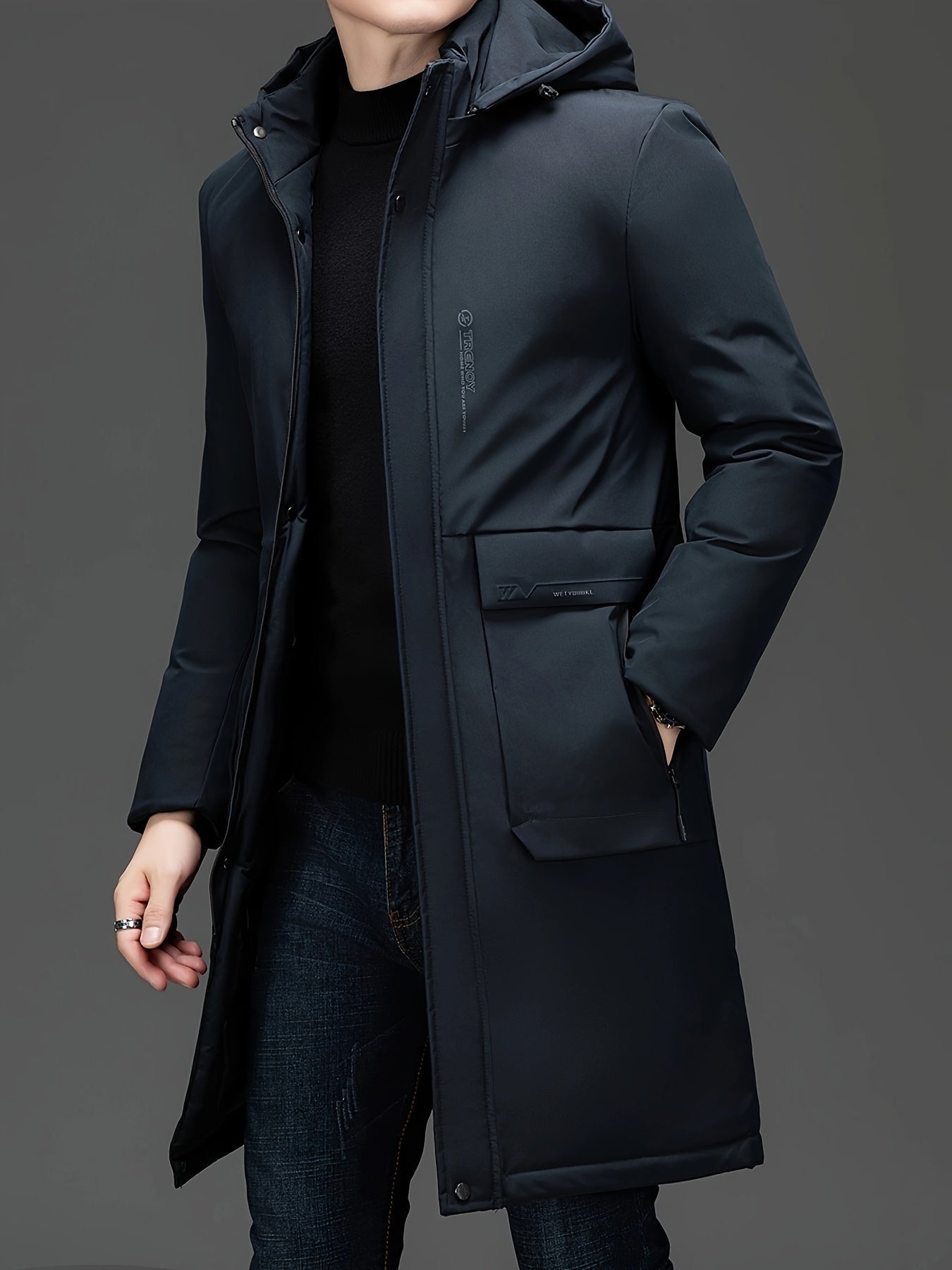 ModeGeist | Lange Winterjacke mit Kapuze Polyester Warm und Windabweisend