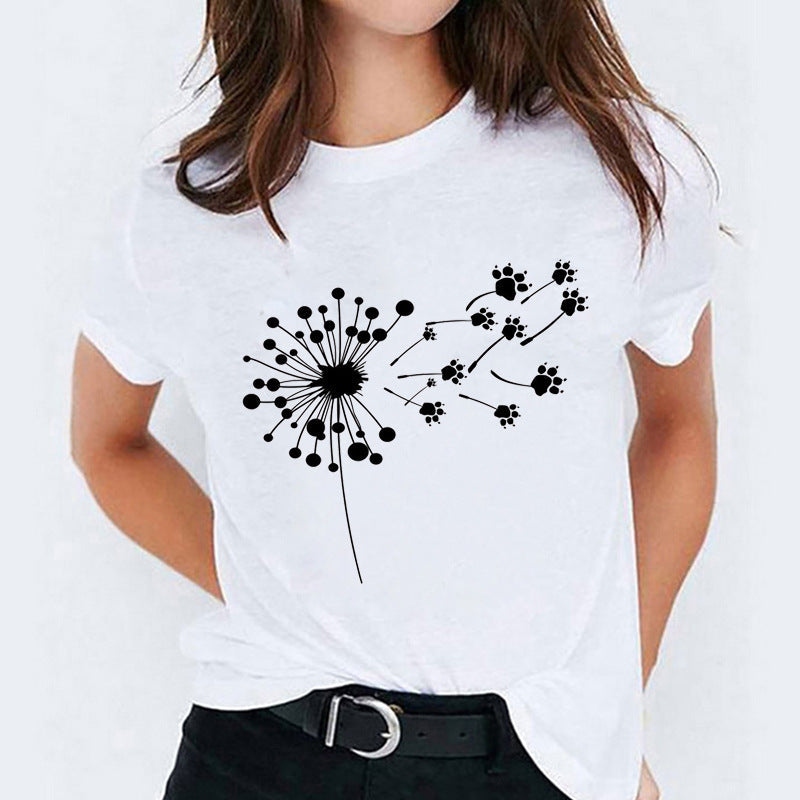 Süßes Cartoon-Shirt mit kurzen Ärmeln von Fudus