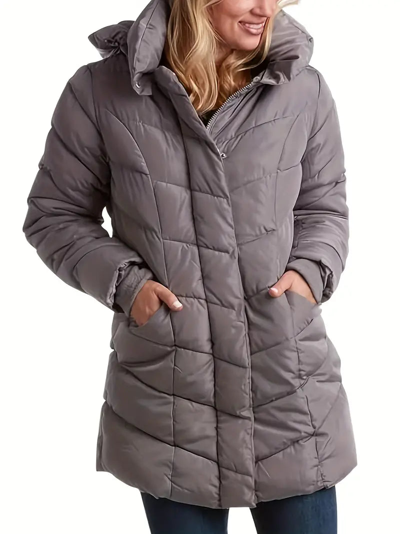 Übergroße Kapuzen-Steppjacke mit Reißverschluss von Keytharae aus Plüsch