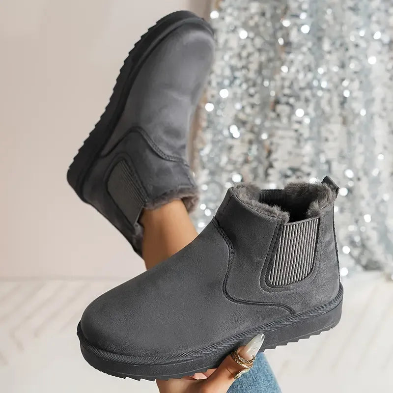 MODEGEIST Damen Ankle-Boots Unifarben Vielseitiges Design Winter