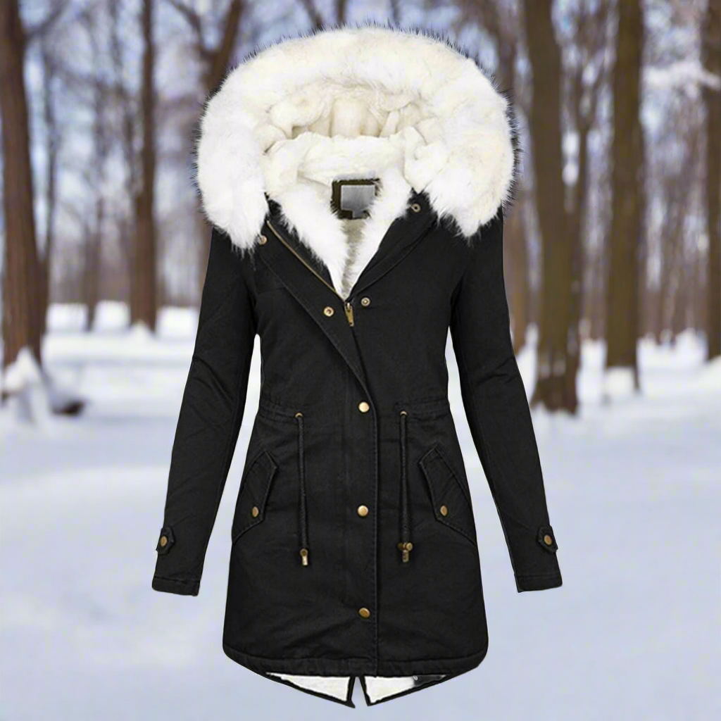 ModeGeist | Faux-Fur-Gefütterte Parka-Jacke - Kapuzenjacke Bis Zur Oberschenkelmitte